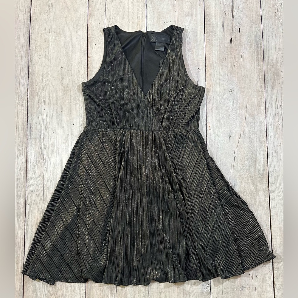 Kardashian Kollection Women's Black Gold A-Line Dress - Size M